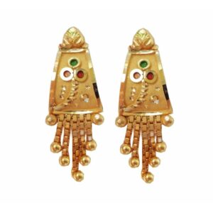 Solid 22K/18K/14K Fine Gold Certified Stamped Three Meena Dots Design Earring