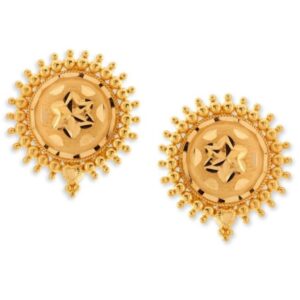 Solid 22K/18K/14K Fine Gold Certified Stamped Calssy Round Flower Design Earring