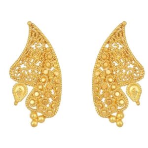 Solid 22K/18K/14K Fine Gold Certified Stamped Beautiful Leaf Design Earring