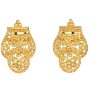 Solid 22K/18K/14K Fine Gold Certified Stamped Uniquely Carved Design Earring
