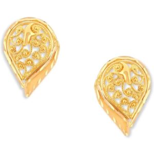 Solid 22K/18K/14K Fine Gold Certified Stamped Beautiful Leaf Design Earring