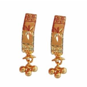 Solid 22K/18K/14K Fine Gold Certified Stamped Carved Lengthy Design Design Earring