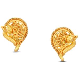 Solid 22K/18K/14K Fine Gold Certified Stamped Uniquely Carved Design Earring
