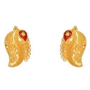Solid 22K/18K/14K Fine Gold Certified Stamped Classy Leaf Design Earring