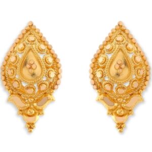 Solid 22K/18K/14K Fine Gold Certified Stamped Uniquely Carved Design Earring