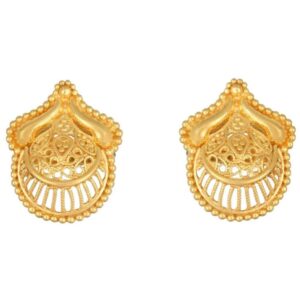 Solid 22K/18K/14K Fine Gold Certified Stamped Antique Carved Design Earring