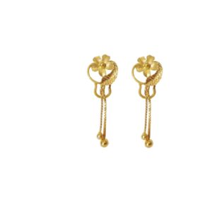 Solid 22K/18K/14K Fine Gold Certified Stamped Standard Flower Design Earring