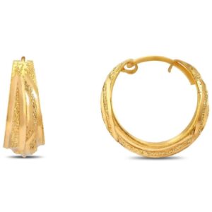 Solid 22K/18K/14K Fine Gold Certified Stamped Unique Broad Basket Design Earring