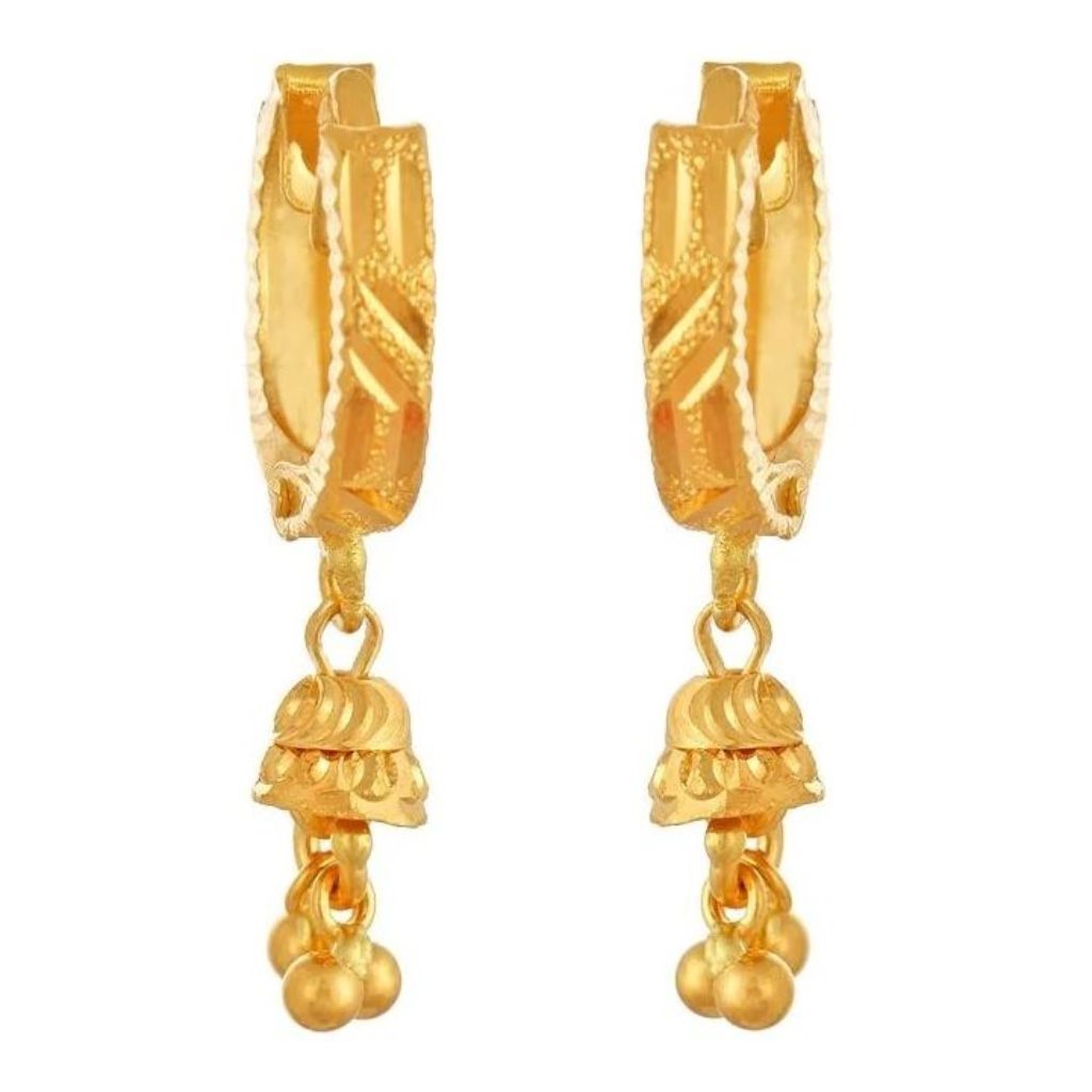 Solid 22K/18K/14K Fine Gold Certified Stamped Beautiful Hanging Bells Design Earring