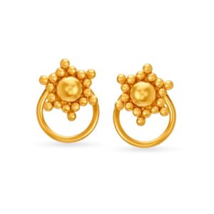 Solid 22K/18K/14K Fine Gold Certified Stamped Classy Simple Flower Design Earring