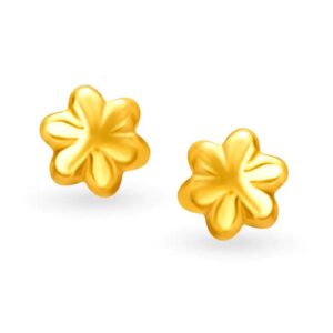 Solid 22K/18K/14K Fine Gold Certified Stamped Adorable Small Flower Design Earring