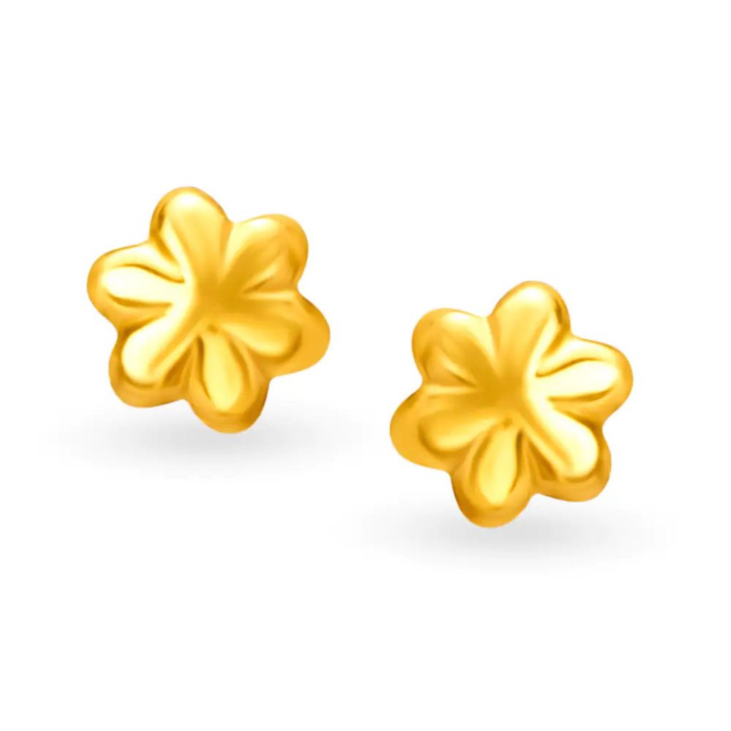 Solid 22K/18K/14K Fine Gold Certified Stamped Adorable Small Flower Design Earring