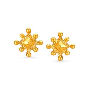 Solid 22K/18K/14K Fine Gold Certified Stamped Beautiful Flower Design Earring