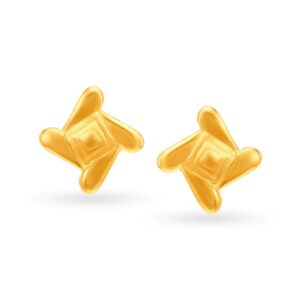 Solid 22K/18K/14K Fine Gold Certified Stamped Unique Tiny Corner Design Earring