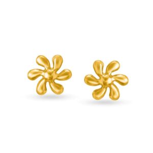 Solid 22K/18K/14K Fine Gold Certified Stamped Tiny Adorable Flower Design Earring