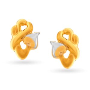 Solid 22K/18K/14K Fine Gold Certified Stamped Unique Rhodium Tip Design Earring