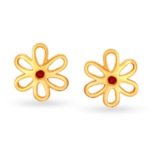 Solid 22K/18K/14K Fine Gold Certified Stamped Elegant Meena Flower Design Earring