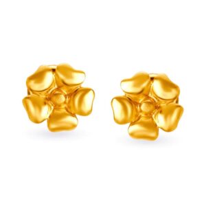Solid 22K/18K/14K Fine Gold Certified Stamped Beautiful Flower Design Earring