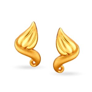Solid 22K/18K/14K Fine Gold Certified Stamped Stunning Twisted Leaf Design Earring