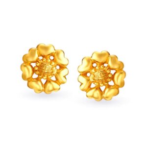 Solid 22K/18K/14K Fine Gold Certified Stamped Classy Round Flower Design Earring