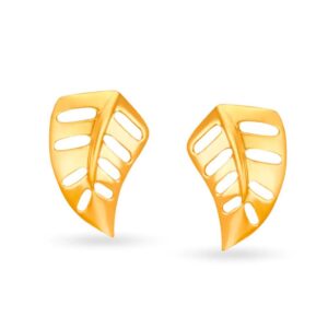 Solid 22K/18K/14K Fine Gold Certified Stamped Unique Leaf Design Earring