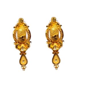 Solid 22K/18K/14K Fine Gold Certified Stamped Beautiful Carved Design Earring