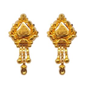 Solid 22K/18K/14K Fine Gold Certified Stamped Carved Heart Design Earring