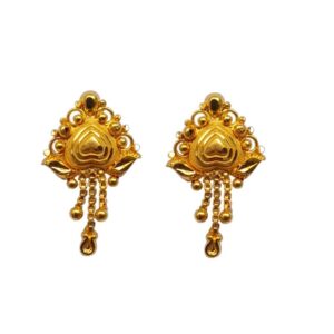Solid 22K/18K/14K Fine Gold Certified Stamped Triangle Heart Shape Design Earring