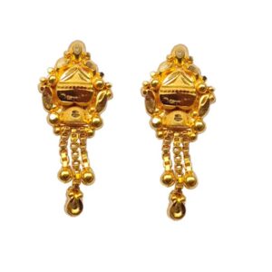 Solid 22K/18K/14K Fine Gold Certified Stamped Hanging Triple Chain Design Earring