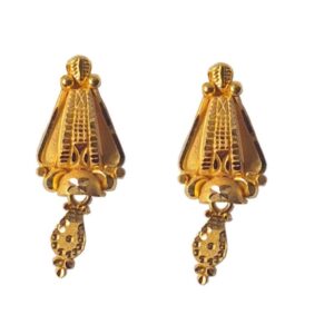 Solid 22K/18K/14K Fine Gold Certified Stamped Hanging Leaf Design Earring