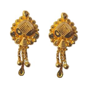 Solid 22K/18K/14K Fine Gold Certified Stamped Triple Chain Design Earring