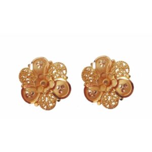 Solid 22K/18K/14K Fine Gold Certified Stamped Stunning Flower Design Earring
