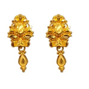 Solid 22K/18K/14K Fine Gold Certified Stamped Beautiful Carved Design Earring