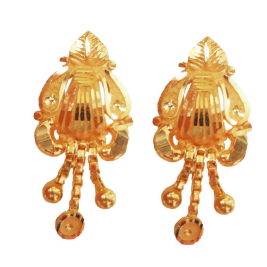 Solid 22K/18K/14K Fine Gold Certified Stamped Triple Chain Beautiful Design Earring