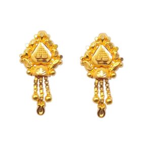 Solid 22K/18K/14K Fine Gold Certified Stamped Heart Carved Design Earring