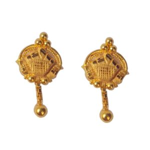 Solid 22K/18K/14K Fine Gold Certified Stamped Single Chain Hanging Design Earring