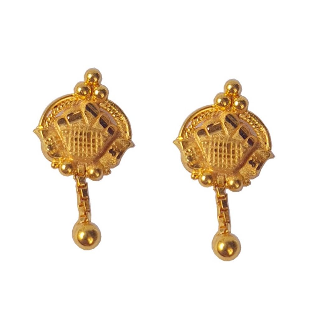 Solid 22K/18K/14K Fine Gold Certified Stamped Single Chain Hanging Design Earring