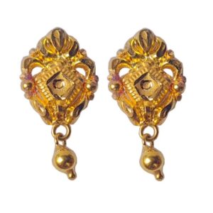 Solid 22K/18K/14K Fine Gold Certified Stamped Single Bead Hanging Design Earring