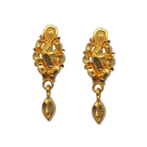 Solid 22K/18K/14K Fine Gold Certified Stamped Hanging Leaf Design Earring