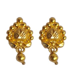 Solid 22K/18K/14K Fine Gold Certified Stamped Single Hangin Bead Design Earring