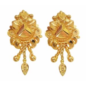 Solid 22K/18K/14K Fine Gold Certified Stamped Hanged Leaf Design Earring