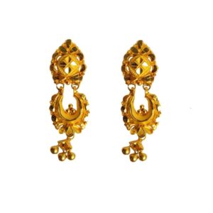 Solid 22K/18K/14K Fine Gold Certified Stamped Carved Design Earring