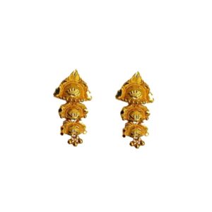 Solid 22K/18K/14K Fine Gold Certified Stamped Unique Carved Design Earring
