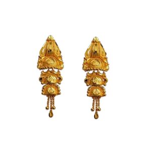 Solid 22K/18K/14K Fine Gold Certified Stamped Unique Carved Design Earring