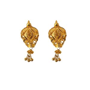 Solid 22K/18K/14K Fine Gold Certified Stamped Unique 3 Beads Design Earring