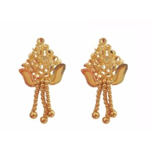 Solid 22K/18K/14K Fine Gold Certified Stamped Triangle Shape Chain Design Earring