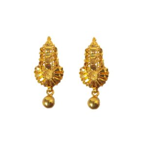 Solid 22K/18K/14K Fine Gold Certified Stamped Unique Single Bead Design Earring