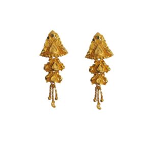 Solid 22K/18K/14K Fine Gold Certified Stamped Triple Triangle Design Earring