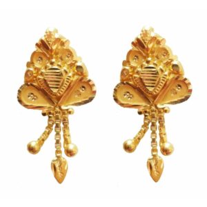Solid 22K/18K/14K Fine Gold Certified Stamped Triangle Leaf Design Earring