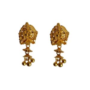 Solid 22K/18K/14K Fine Gold Certified Stamped Elegant 3 Beads Design Earring